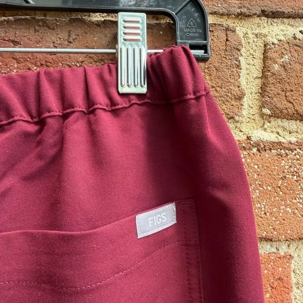 FIGS Men's Pisco Basic Straight Leg Structured Fit Scrub Pants Burgundy S NWT
